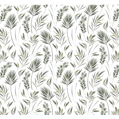 Image of Melody Jane Dolls House Green Tropical Leaf Pattern Miniature Print Wallpaper1:12 Scale
