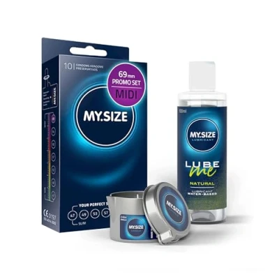 Image of MY.SIZE Value Pack Condoms 69 mm, of 10 + Natural Lubricant 100 ml Massage Candle