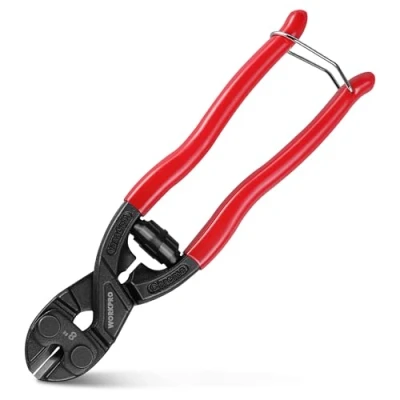 Image of WORKPRO Compact Bolt Cutter 200 mm with Spring, Cr V Heavy Duty Small Wire Cable Ergonomic Rubber Grip, Strong Croppers to Cut Wire, Cables, Chains, Screws