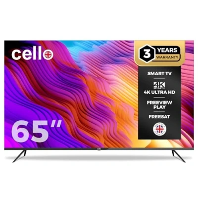 Image of Cello 65″ 4K Ultra HD Frameless Smart Ultrafast WebOS TV, 3 Years Warranty, Freeview Play &amp; FreeSat, Bluetooth, Netflix, Apple TV+, BBC iPlayer Bezel Made in the UK (2024 model)