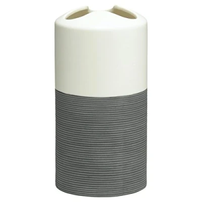 Image of Sealskin Doppio Toothbrush Holder, Porcelain, Grey, 6.9 x 13.4 cm