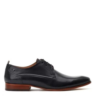 Image of Base London Mens Gambino Waxy Black Derby Shoes UK 7