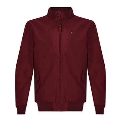 Image of Lambretta Mens Harrington Retro MOD Classic Jacket (as8, alpha, s, regular, Burgundy)