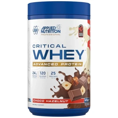 Image of Applied Nutrition Critical Whey Protein Powder 24g per Serving, High Powder, Shake with BCAAs &amp; Glutamine Muscle Growth Recovery (825g 25 Servings) (Choco Hazelnut)