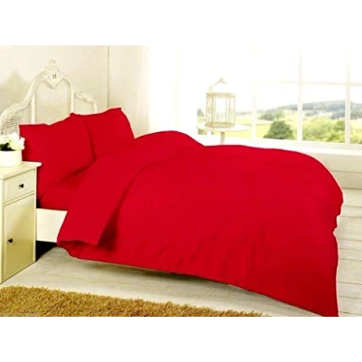 Image of SELECT ED® Luxuries 100% Brushed Cotton Thermal Flannelette Fitted Or Flat Bed Sheets. Pillow Cases (Single Sheet, Red)