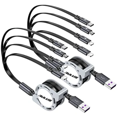 Image of 4 in 1 Multi Charging Cable [2Pack 4Ft], Retractable Fast Charger Adapter Travel for Multiple Devices with Lightning/Type C/Micro USB Ports iPhone/Samsung Galaxy/Tablets/More