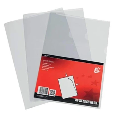 Image of 100 x 5 Star Office A4 Plastic Glass Clear 150 Micron Folder Document Sleeve Protectors, Top &amp; Side Open, Copy Safe