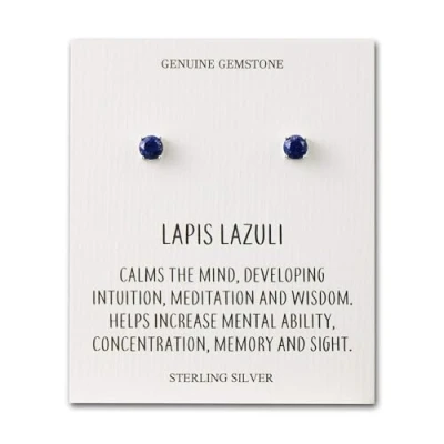 Image of Philip Jones Sterling Silver Lapis Gemstone Earrings with Quote Card