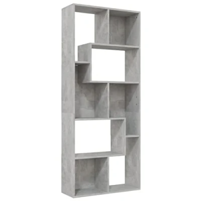 Image of vidaXL Contemporary Book Cabinet in Concrete Grey Versatile Engineered Wood Bookshelf Freestanding Scandinavian Room Decor and Storage Facility