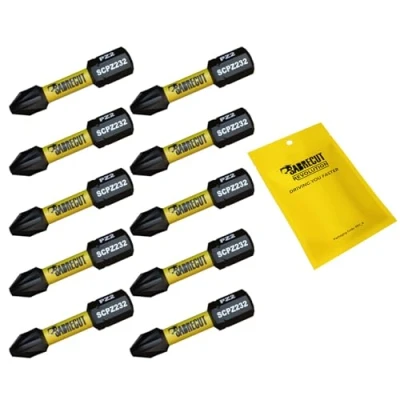 Image of 10 x SabreCut SCPZ232_10 32mm PZ2 Magnetic Impact Screwdriver Driver Bits Set Pozi Pozidriv Heavy Duty Compatible with Dewalt Milwaukee Bosch Makita and More
