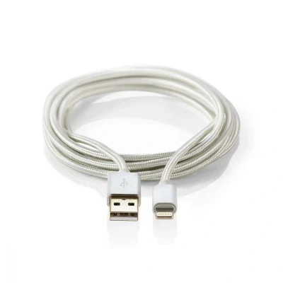 Image of Nedis Sync and Charge Cable Apple Lightning 8 pin Male USB A 1m Aluminium
