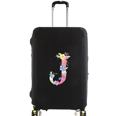 Image of Pink Initial Letter Printed Design Travel Trolley Case Cover Protector Washable Suitcase Luggage Storage Covers for 18 28 inch (pink J, M (22 25 Luggage))