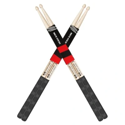Image of Drum Sticks, American Hickory Drumsticks, Drumsticks for Drum, Non Slip Grip, Percussion Professional, Live Performance &amp; Kit Practice Accessories (2 Pairs, 7A, Hickory)