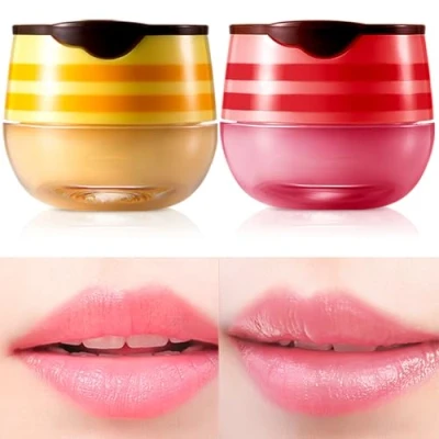 Image of Incisite 2 Pcs Balm Lip Mask, Honey Strawberry Care, Moisturizing Sleeping Mask for Day And Night, Pot Dry Cracked Chapped Lips Exfoliator