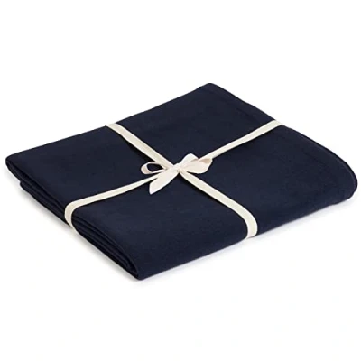Image of Yoga Studio Organic Cotton Blanket (Navy Blue)