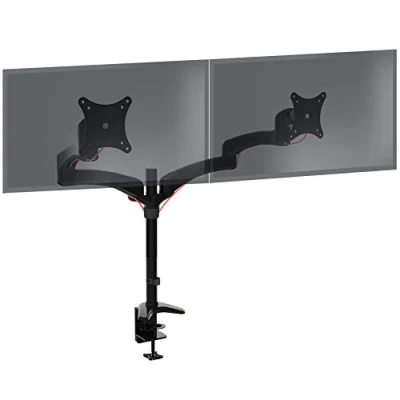 Image of Duronic Monitor Arm Stand DM452 Double PC Desk Mount Solid Steel Height Adjustable For Two 15 27 LED LCD Screens VESA 75/100 8kg Per Screen Tilt 90/ 45, Rotate 360