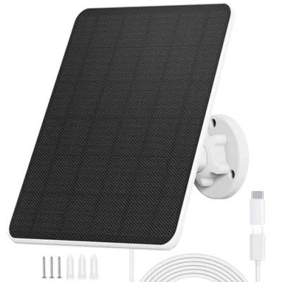 Image of Solar Panel for Security Camera,6W Micro USB&amp;USB C,Camera Outdoor Rechargeable Battery Camera,Doorbell,Light,Solar Panels with IP65 9.8ft Cable,Adjustable Bracket(1 Pack)