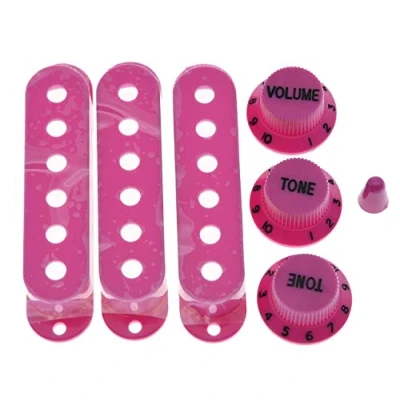 Image of KAISH Purple ST Strat Pickup Covers Knobs and 5 Way Switch Tip Cap