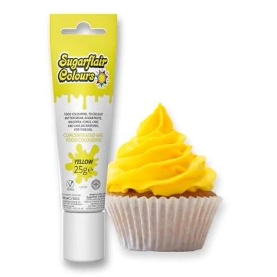 Image of Sugarflair Essentials Food Colouring Gel Yellow Concentrated for Sugar Paste, Royal Icing, Buttercream, Cake Decorations, Cakes and More! Vibrant Colour Dye 25g