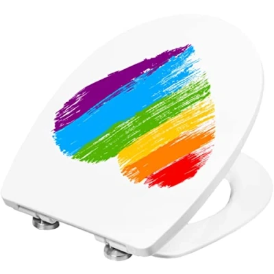 Image of Cornat Classic White Look with Rainbow Decor Easy Care thermoplastic Quick up and Clean Function Soft Close Mechanism seat/Toilet lid / KSDSC107