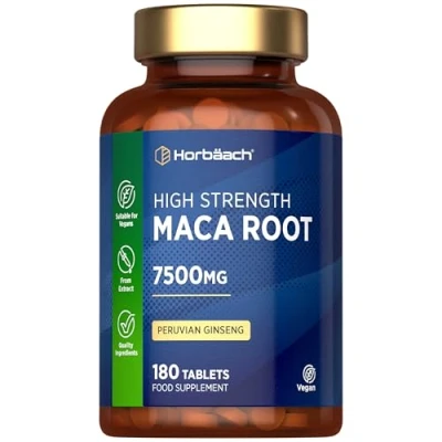 Image of Maca Root 5000mg Supplement for Women &amp; Men 180 Vegan Tablets (Not Capsules) High Strength Peruvian Extract by Horbaach