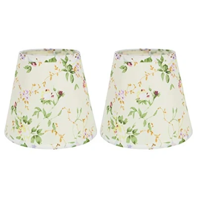 Image of Eastlion 2 Pack E14 Bedside Light Lampshades Wall Crystal Chandeliers Lamp Shades,10 * 16 14cm Beige Floral