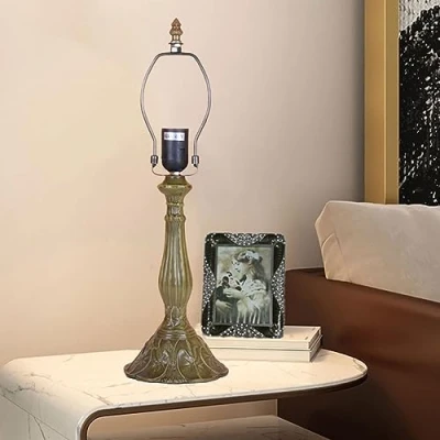 Image of BOTOWI Tiffany Table Lamp Base Replacement, Only for 12 Inches Stained Glass Lampshade Pole Height 19 Bronze Finished Alloy Desk Lights