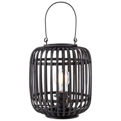 Image of Endon Mathias Complete Table Lamp, Dark Bamboo, Plywood with Matt Black Paint