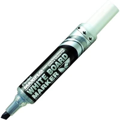 Image of Pentel Maxiflo Green Label Whiteboard Marker Chisel Tip Broad Black