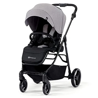 Image of Kinderkraft Stroller VESTO, Lightweight Pushchair, Large waterproof Hood, with UPF 50+ FIlter, 2 Directions of travel, Foldable, Accessoires, Cup Holder, Gray
