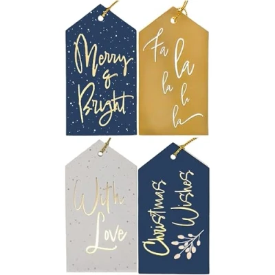 Image of 20 Luxury Navy &amp; Gold Christmas Gift Tags