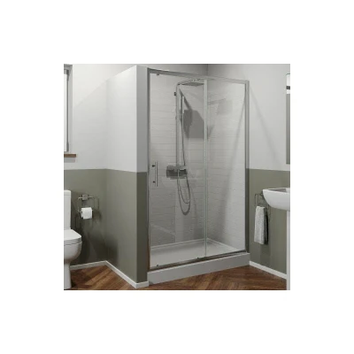 Image of Luxura Sliding Shower Door 1100mm with 1100 x 800mm Raised Tray 6mm