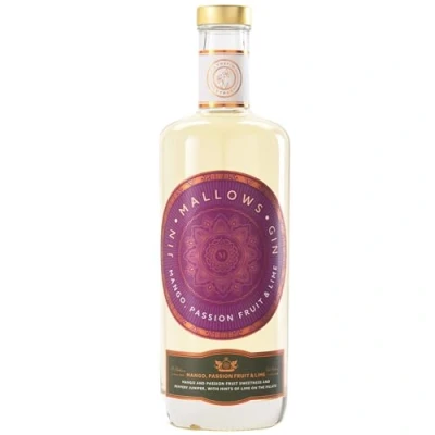 Image of Mallows Gin, Mango, Passionfruit &amp; Lime 70cl, Premium Perfect Gin Gift, Hand Made in Wales, (40% ABV)