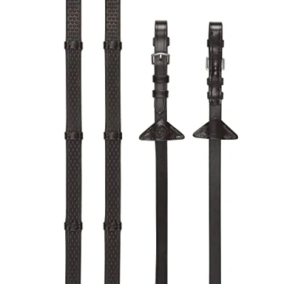 Image of LeMieux Soft Rubber Reins with Stoppers Brown/Silver Full