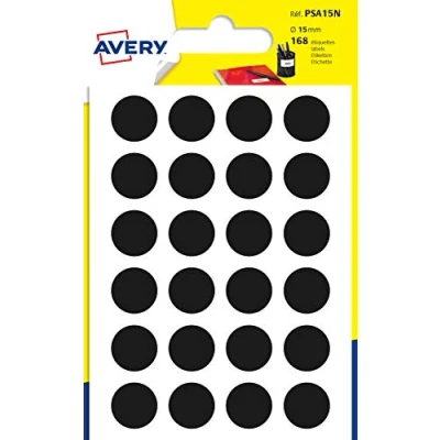 Image of Avery 168 Circle Stickers, 15mm Diameter, Black Small Round Dot Adhesive Labels