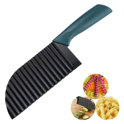Image of ZMREN Crinkle Cutter, Stainless Steel Wave Knife, Potato Chipper Chip Fries Cutter French for Vegetables, Carrots