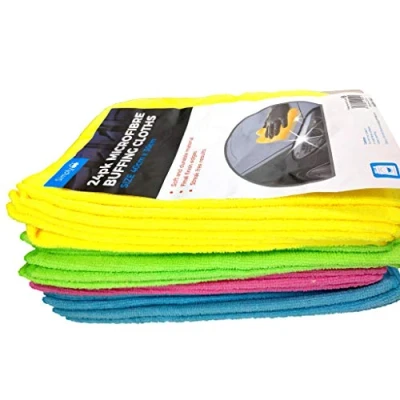 Image of Simply CLE010 Soft Microfibre Buffing &amp; Clean Clothes for Automotive, Kitchen and Home Cleaning Quick Drying Machine Washable Re Usability Pack of 24, 40 cm x 30 per Cloth