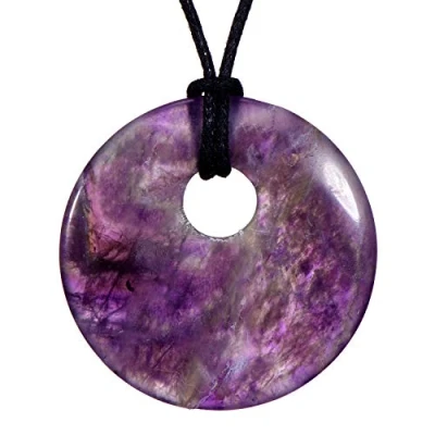 Image of Morella Women&#039;s Necklace 31.5 inch 80 cm gem Stone Donut Pendant Amethyst in a Velvet Bag