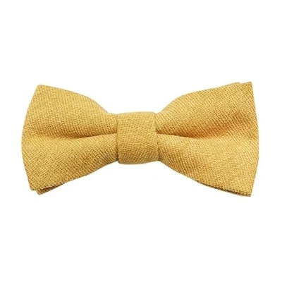Image of Children&#039;s Kids Boys Luxury Cotton Blend Pre Tied and Elasticated Bow Tie (Golden Yellow) suitable for formalwear, weddings, parties, pageboy outfits