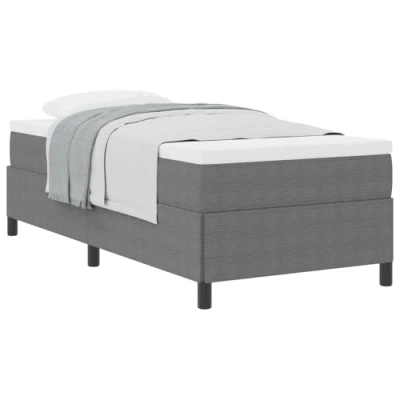 Image of vidaXL Light Grey Minimalist Wood Bed Frame Single Mattress Platform, Stain Resistant, Matte Finish, Indoor Bedroom Furniture