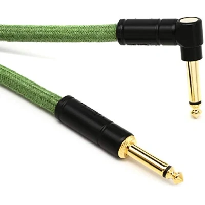 Image of Fender® Festival Hemp Instrument Cable 18.6 ft (5.5m) STR/ANG Green