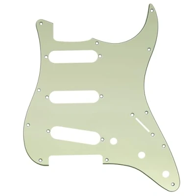 Image of Musiclily 11 Hole SSS Strat Pickguard Scratch Plate for Fender USA/Mexican Standard Stratocaster Modern Style Electric Guitar, 3Ply Mint Green