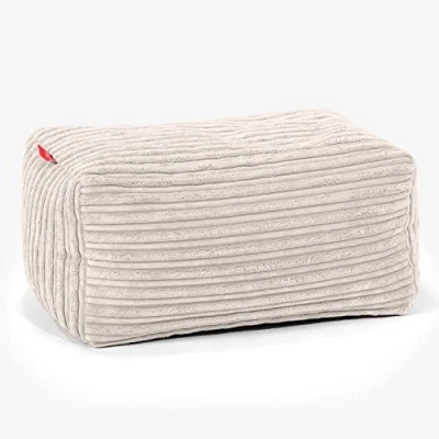 Image of Lounge Pug CORD Bean Bag Footstool Small Ivory (Size 20cm H x 35cm D 45cm Wide)