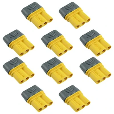 Image of 10 x Female MR30 3 Pin Gold Plated Connector with Cap 15A AMASS for RC Battery Vehicle (Pack of 10)