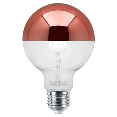 Image of Long Life Lamp Company 4w LED Crown Copper Light Bulb Mirror Top E27 Cool White 6500k