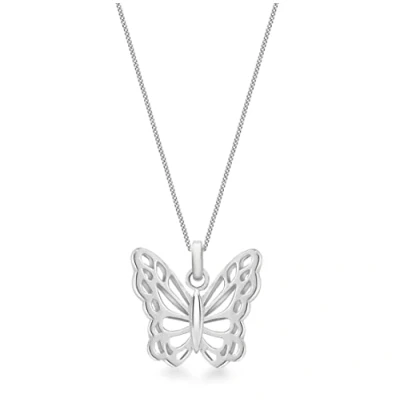 Image of Tuscany Silver Women&#039;s Sterling Cut Out Butterfly Pendant on Chain Necklace of 46cm/18&quot;