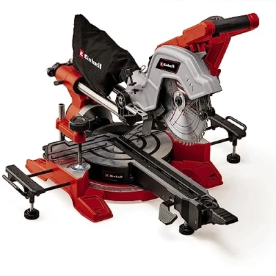 Image of Einhell 216mm Dual Bevel Sliding Mitre Saw 1800W Double Pull Cut Saw, Laser, Dust Extraction, +/ 45 Mitre, 47 TE SM 8L Circular with 48T Blade for Cutting Wood and Plastic