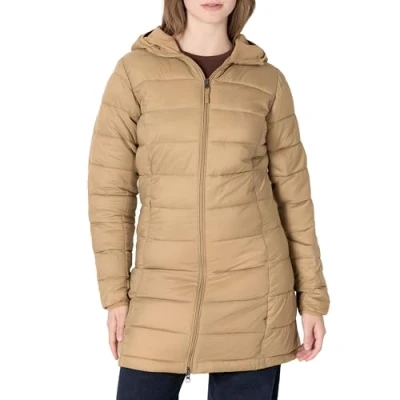 Image of Amazon Essentials Women&#039;s Lightweight Water Resistant Hooded Puffer Coat (Available in Plus Sizes), Camel, XL