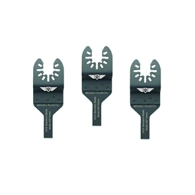 Image of 3 x 10mm TopsTools FA10F_3 Fast Fit Wood Cutting Blades Compatible with Dewalt Stanley Black and Decker Bosch Fein (Non StarLock) Makita Milwaukee Parkside Ryobi Worx (Fast Change) Multi Tool