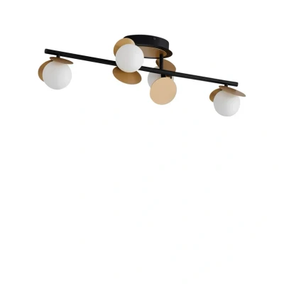 Image of Lucande LED ceiling lamp Pallo, 4 bulb, black/gold, glass